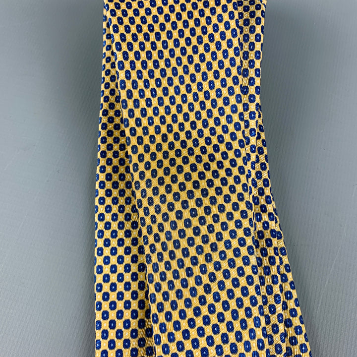 STEFANO RICCI Yellow Navy Nailhead Silk Tie