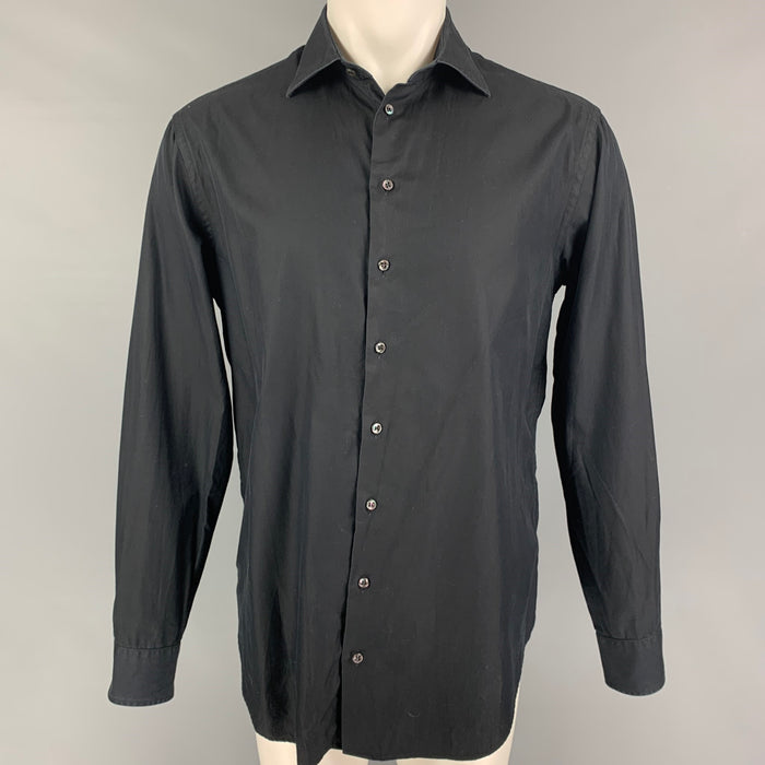 GIORGIO ARMANI Size M Black Cotton Button Up Long Sleeve Shirt
