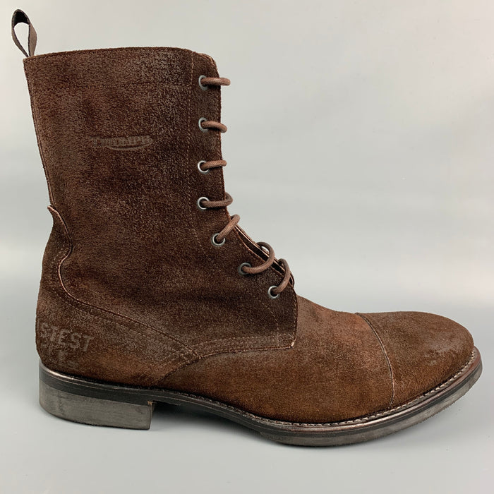 TRIUMPH de PAUL SMITH Talla 11 Botas con cordones de ante marrón