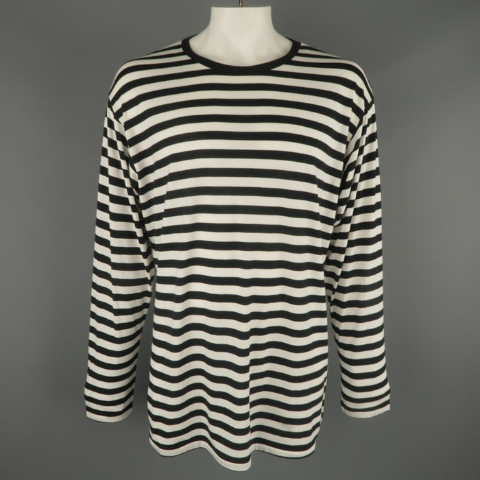 YOHJI YAMAMOTO Size L Black & White Stripe YOHJI HOMME Long Sleeve T Shirt