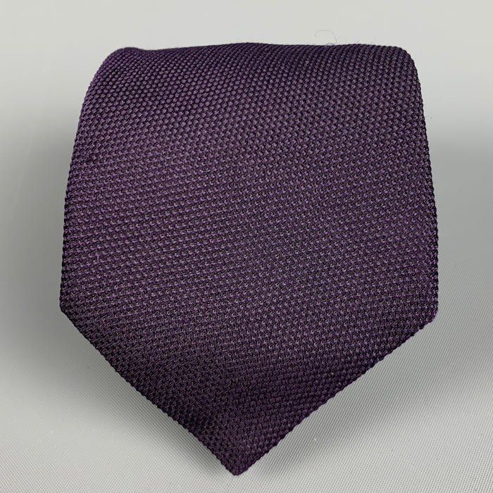 GIORGIO ARMANI Purple Black Textured Silk Tie
