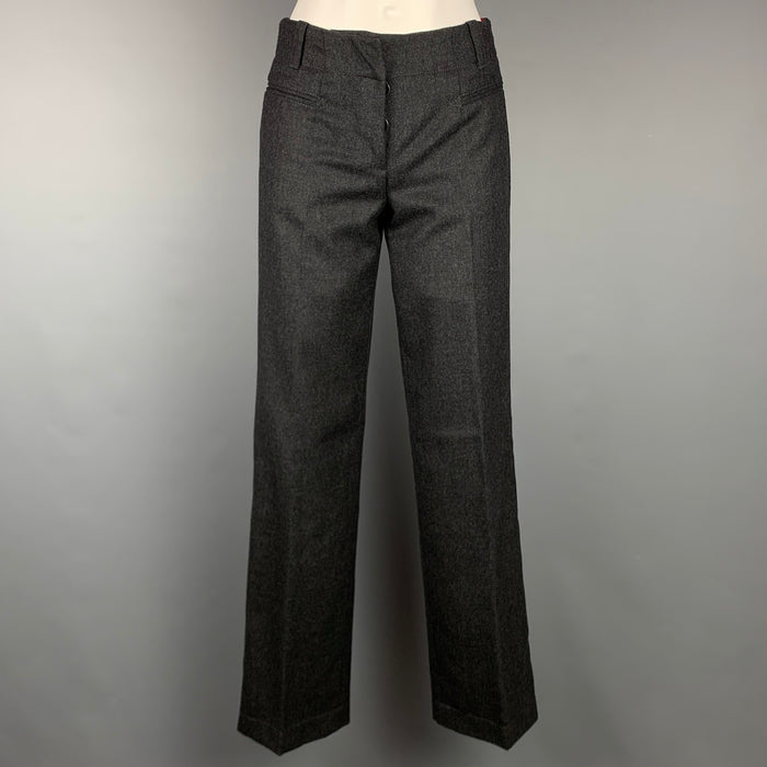 PRADA Size 2 Charcoal Heather Wool Wide Leg Dress Pants