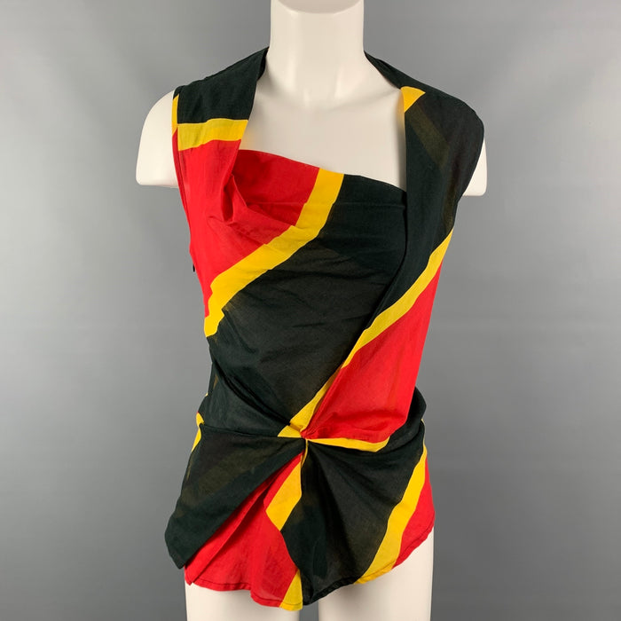 VIVIENNE WESTWOOD ANGLOMANIA Size 6 Black & Red Color Block Cotton Blouse