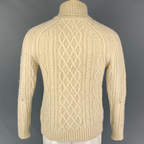 DIOR HOMME Size S Cream Knit Alpaca Blend Turtleneck Sweater
