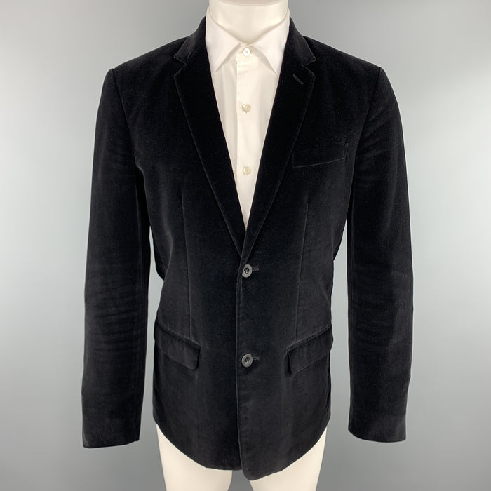 MARC JACOBS Size 36 Black Cotton Velvet Notch Lapel Sport Coat