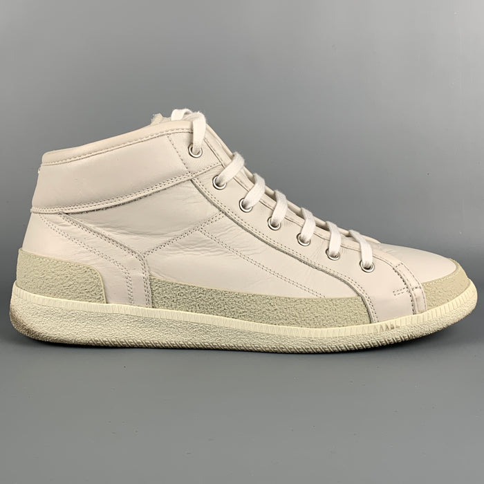 MAISON MARGIELA Size 9 White Leather High Top Sneakers