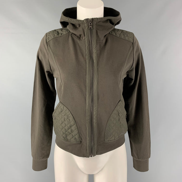 PRADA Size L Olive Mixed Fabrics Hoodie Casual Top