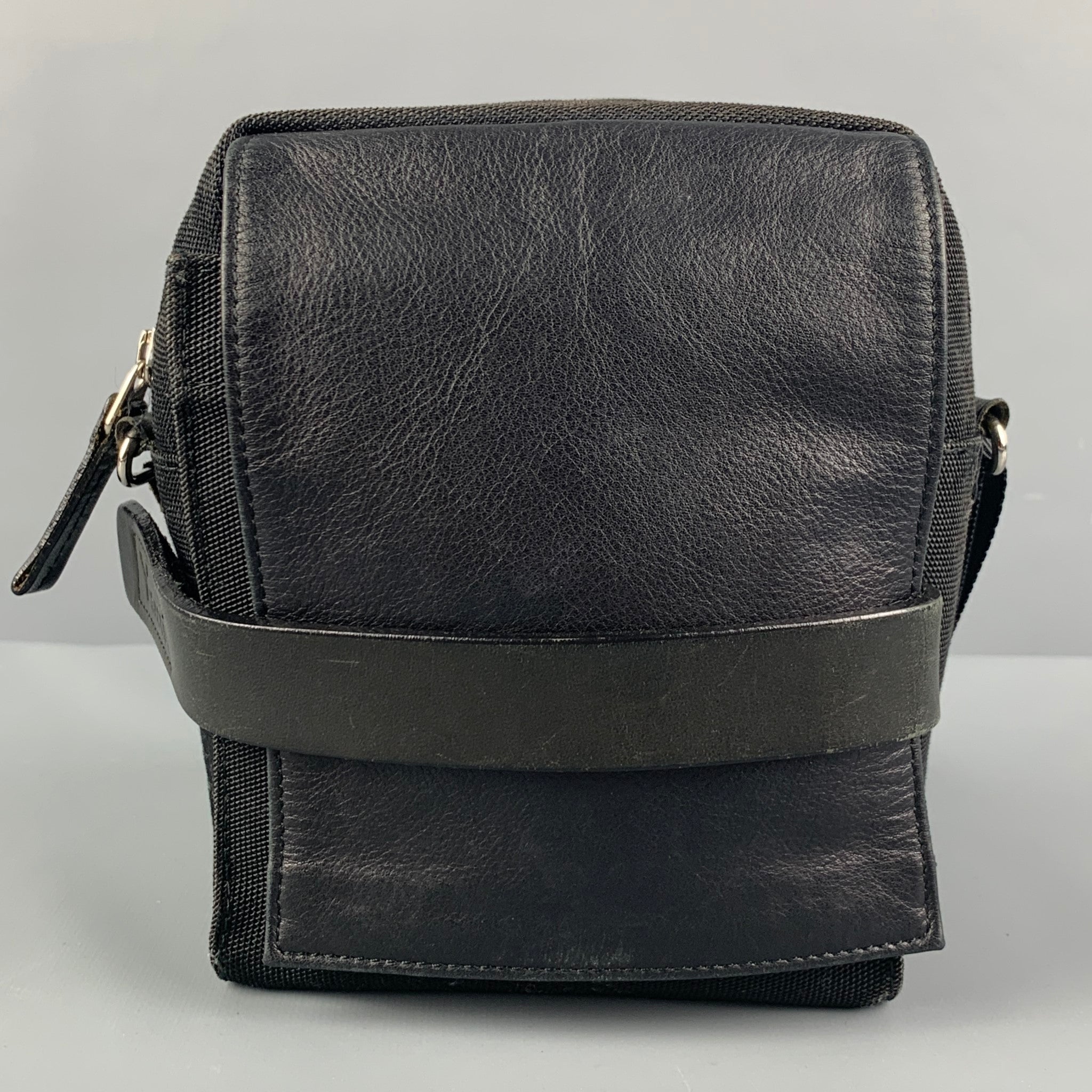 Y'SACCS Black Mixed Fabrics Nylon Leather Cross Body Bag – Sui