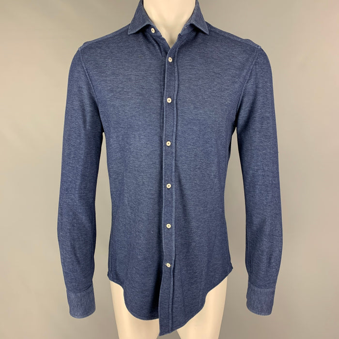 BRUNELLO CUCINELLI Talla S Camisa de manga larga con botones de algodón azul
