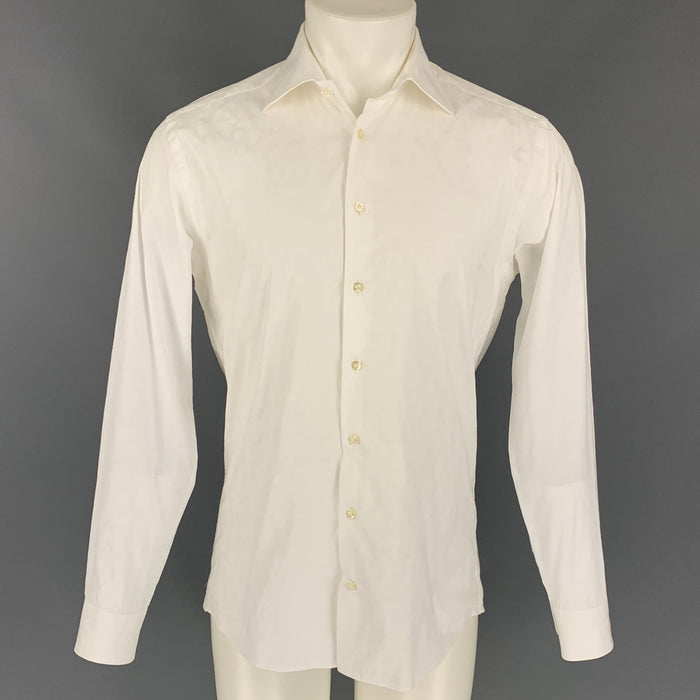 ETRO Size S White Paisley Cotton Button Up Long Sleeve Shirt