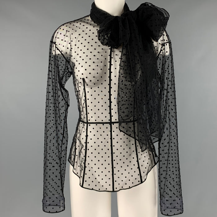 MARC JACOBS Size 2 Black Dots Bow Blouse