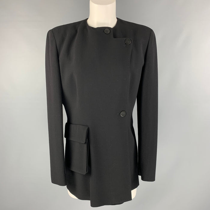 GIORGIO ARMANI Chaqueta talla 6 de lana negra lisa con botonadura única