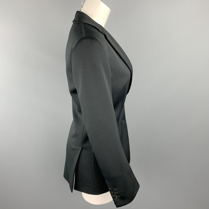 PRADA Size 0 Black Polyester Notch Lapel Oversized Blazer