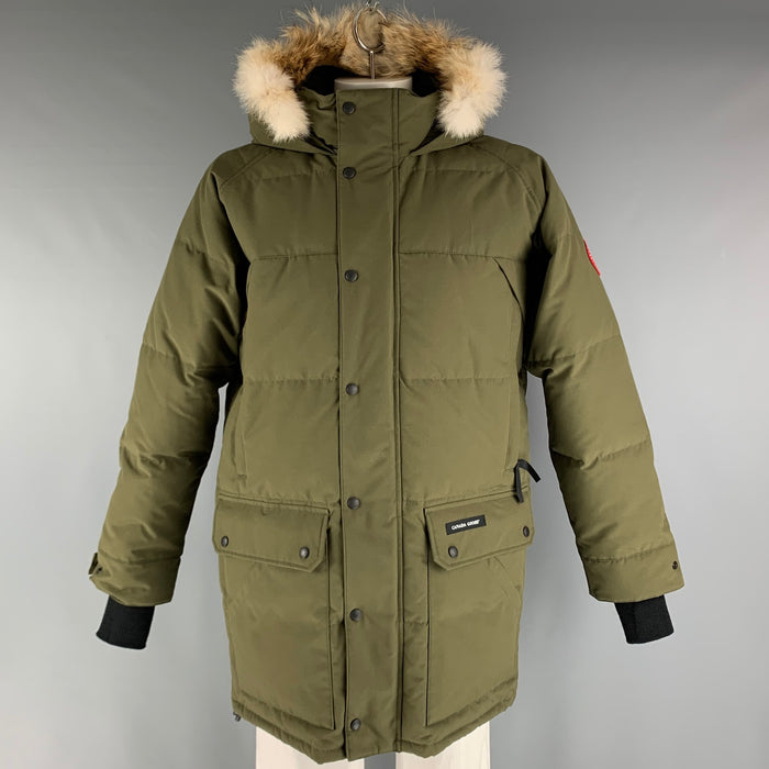 CANADA GOOSE Size XL Green Quilted Hooded Coat