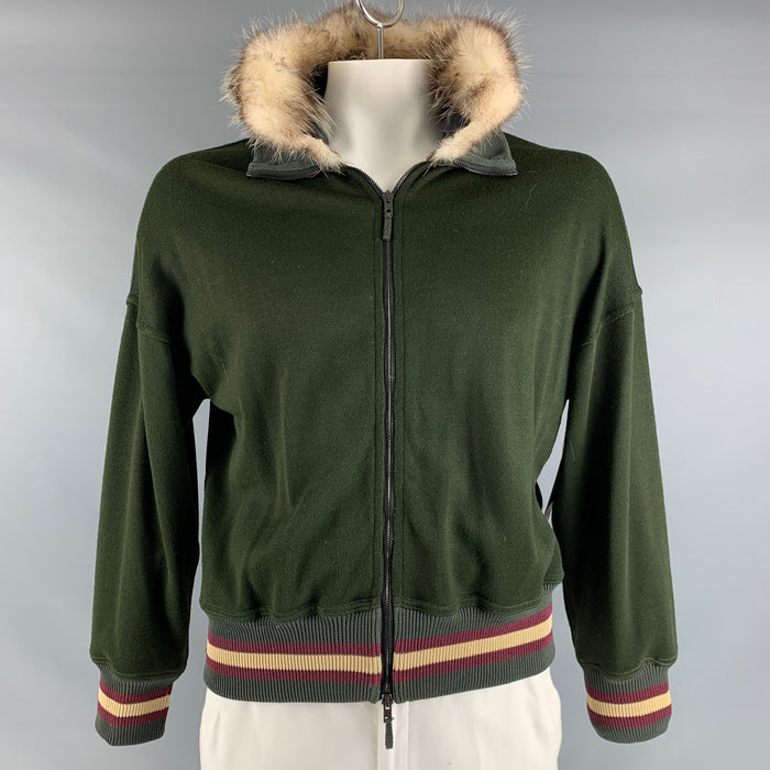 JEAN PAUL GAULTIER Size L Olive Solid Viscose Cotton Jacket