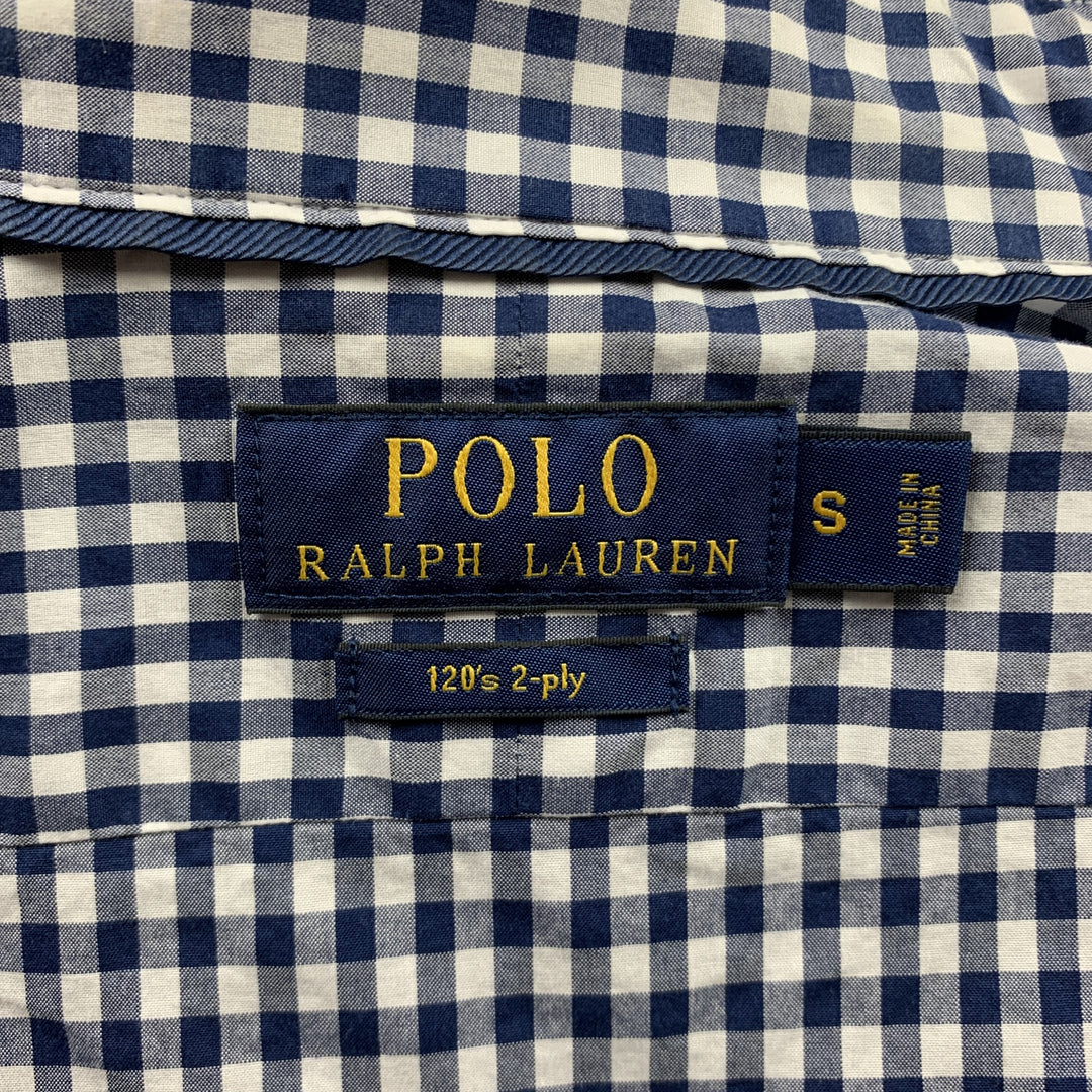 RALPH LAUREN Size S Navy & White Checkered Cotton Button Up Long Sleeve Shirt
