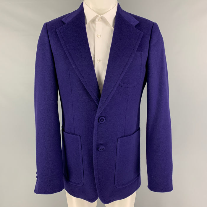 ROBERTO CAVALLI Size 40 Purple Cashmere Notch Lapel Sport Coat