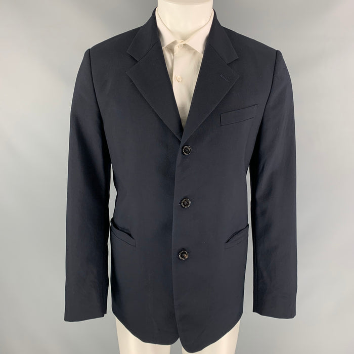 MARNI Size 40 Navy Wool Notch Lapel Sport Coat