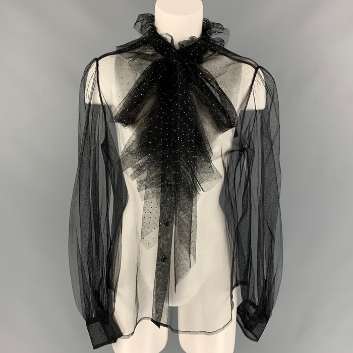 MARC JACOBS Otoño-Invierno 2019 Talla 6 Blusa con lazo de malla negra
