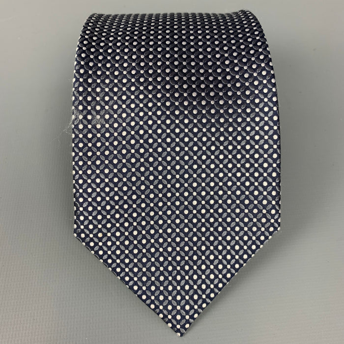 ERMENEGILDO ZEGNA Couture Charcoal & White Dots Silk Tie