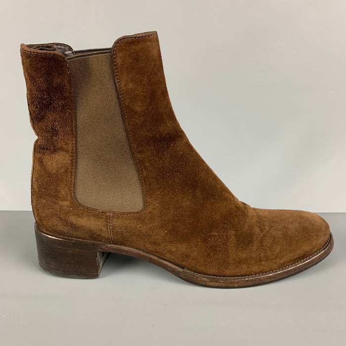 PRADA Size 8 Brown Suede Chelsea Boots