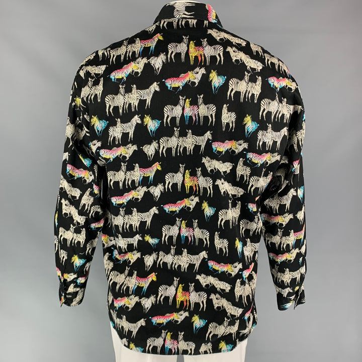 Vintage VERSACE JEANS COUTURE Size L Black & White Zebra Cotton Long Sleeve Shirt