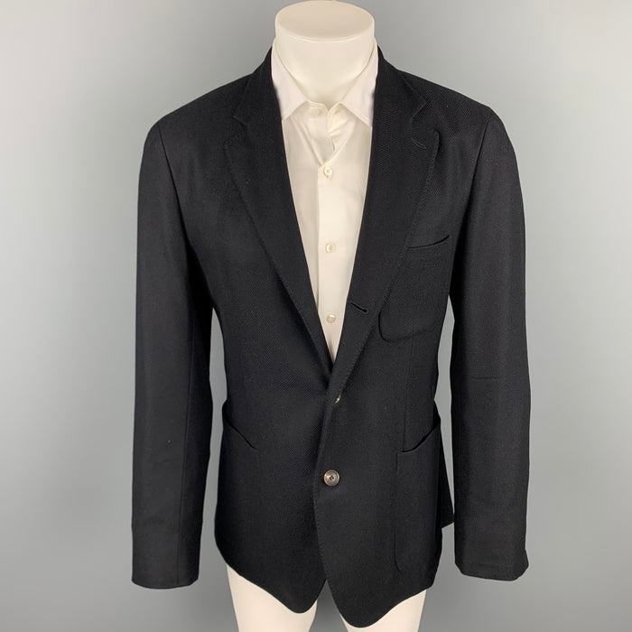 LORO PIANA Size 38 Black Cashmere Notch Lapel Sport Coat