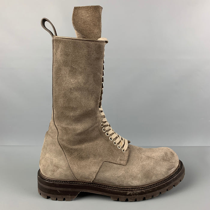 RICK OWENS Size 11 Taupe Suede Army Boots