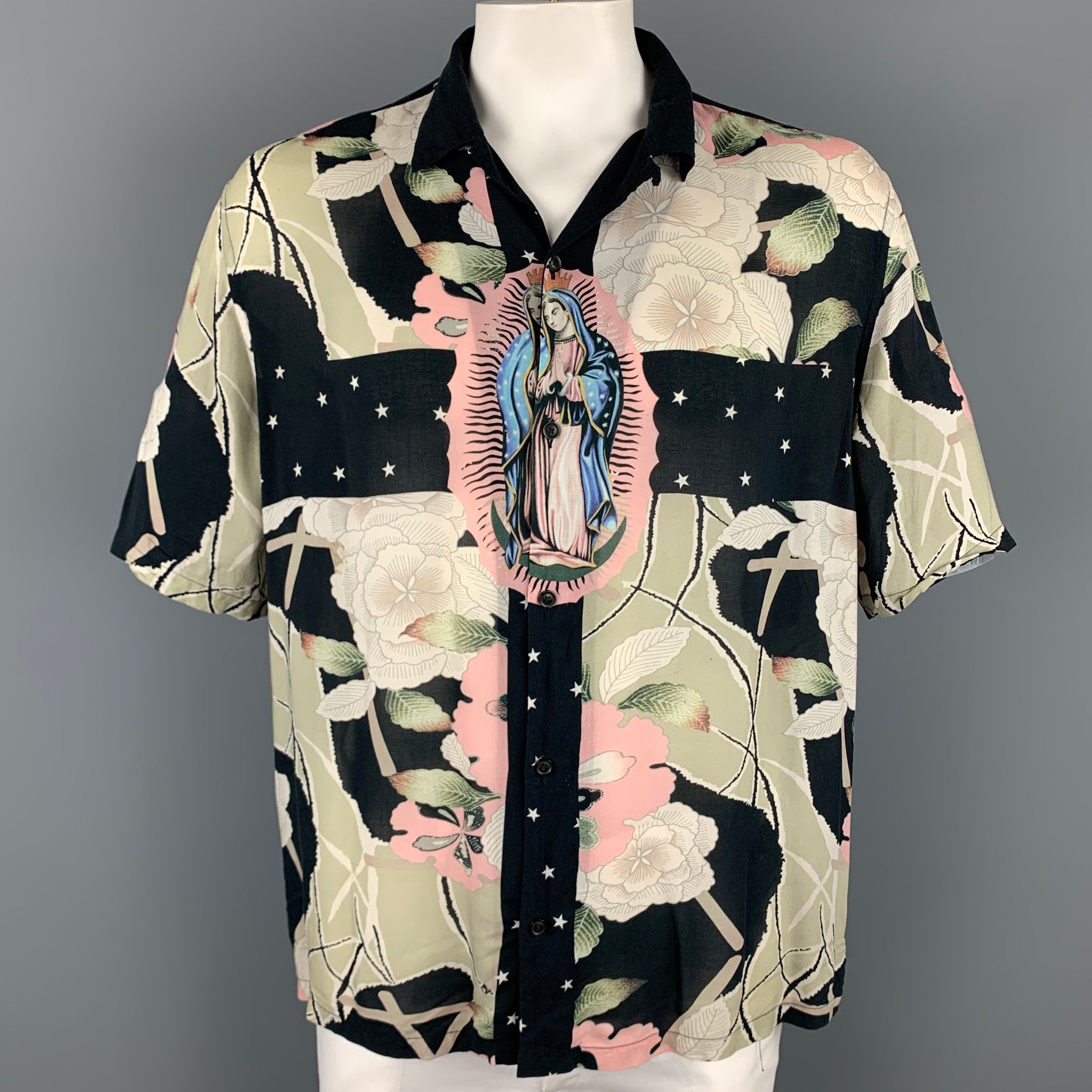 ALLSAINTS Size XXL Black & Beige Print Viscose Camp Short Sleeve Shirt –  Sui Generis Designer Consignment