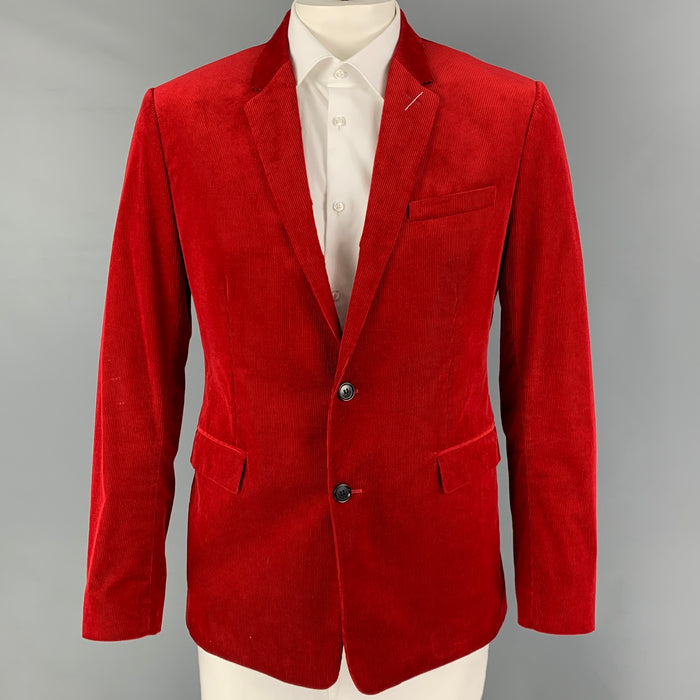 DIOR HOMME Taille 44 Manteau de sport à revers cranté en coton velours côtelé rouge
