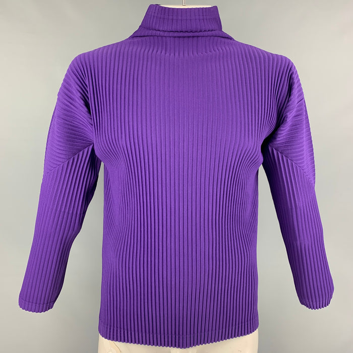 ISSEY MIYAKE HOMME PLISSE Size L Purple Ribbed Pullover