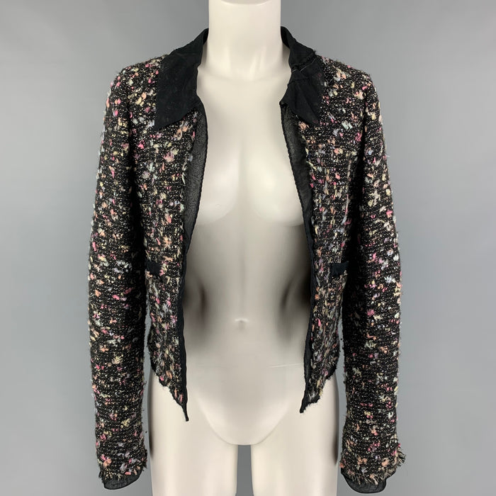 CHANEL B2619 04A Talla 4 Chaqueta con frente abierto bouclé multicolor negro