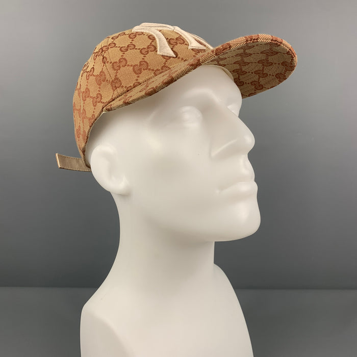 GUCCI Khaki Monogram Canvas NY Yankees GG Cap