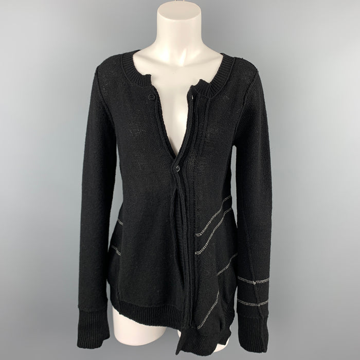 YOHJI YAMAMOTO NOIR Size S Black Knitted Wool Blend Cardigan