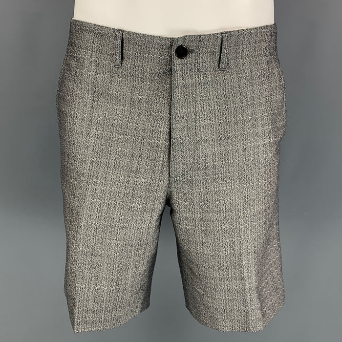 LOUIS VUITTON Size 30 Grey Black Pattern Wool Mohair Zip Fly Shorts