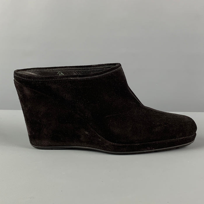 PRADA Size 7.5 Black Suede Slip On Boots