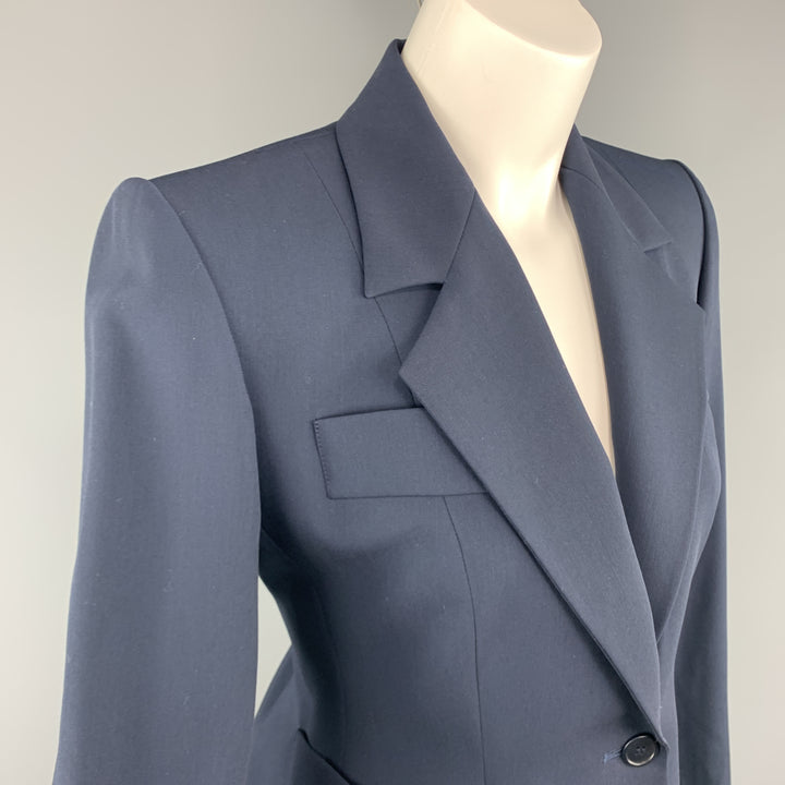 YVES SAINT LAURENT Size 6 Navy Virgin Wool Cropped Sport Jacket