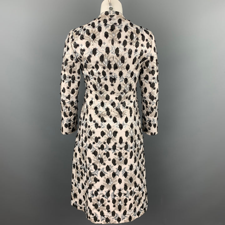 GIAMBATTISTA VALLI Size S Gray Beaded Embellishes Cotton / Polyester Evening Coat