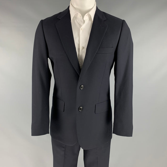 PAUL SMITH Talla 38 Traje de solapa de muesca de lana azul marino