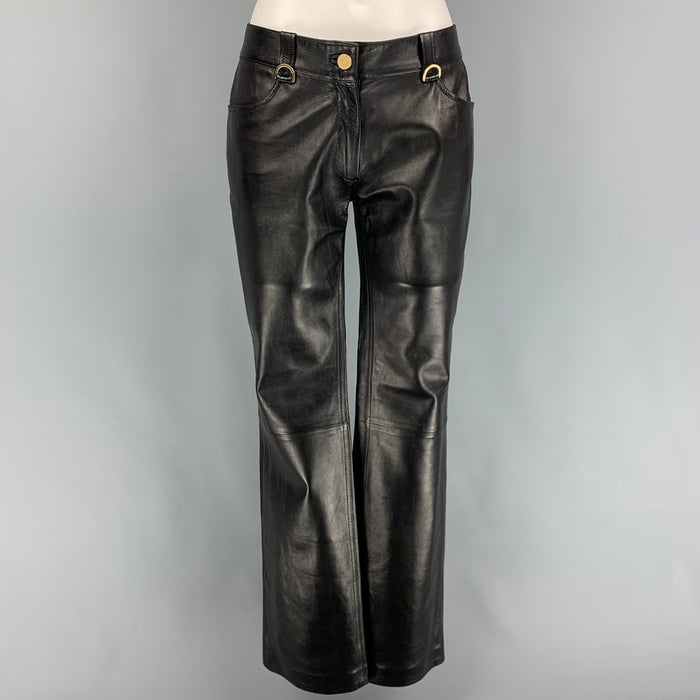 CELINE Size 2 Black Leather Dress Pants