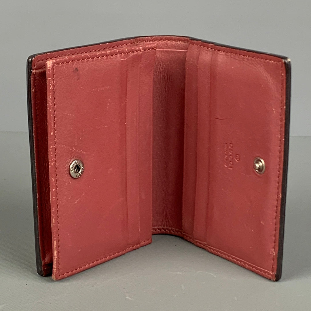 GUCCI Wallet Pink Brown Floral Coated Canvas