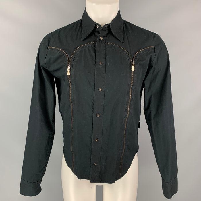 VERSACE JEANS COUTURE Size M Black Cotton Snaps Long Sleeve Shirt