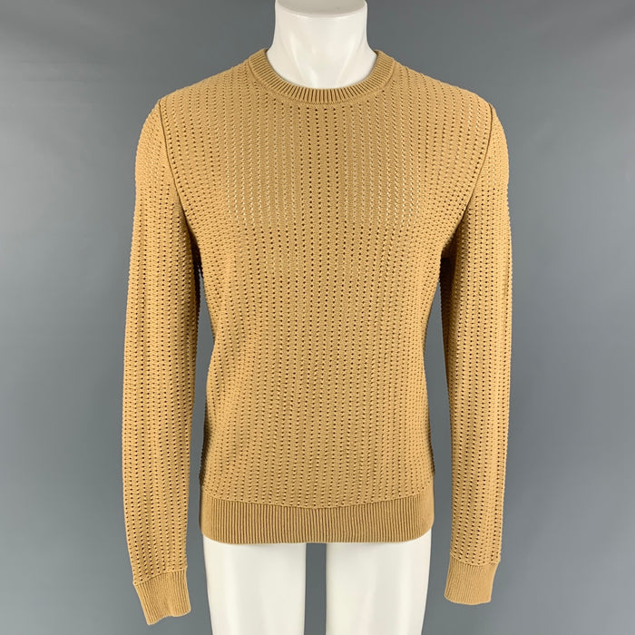 SANDRO PARIS Size M Beige Knit Cotton Crew-Neck Pullover