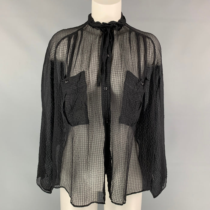 YVES SAINT LAURENT by TOM FORD Size M Black Silk See Through Blouse