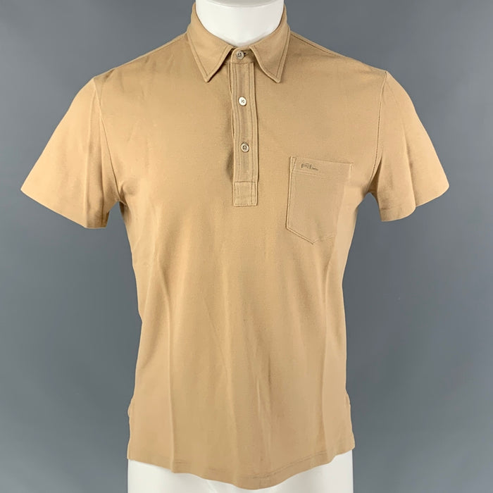 RALPH LAUREN Size S Beige Solid Cotton & Elastane One pocket Polo