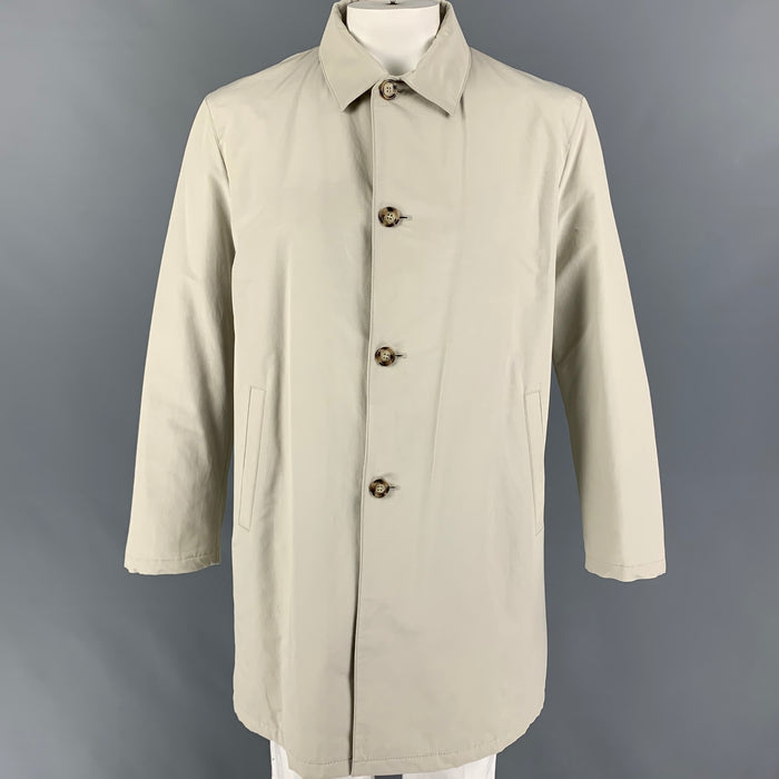 PRADA Size XL Beige Cotton / Polyester Buttoned Coat