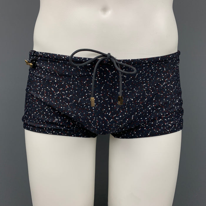 LOUIS VUITTON Size L Black & Red Dots Cotton Drawstring Speedo