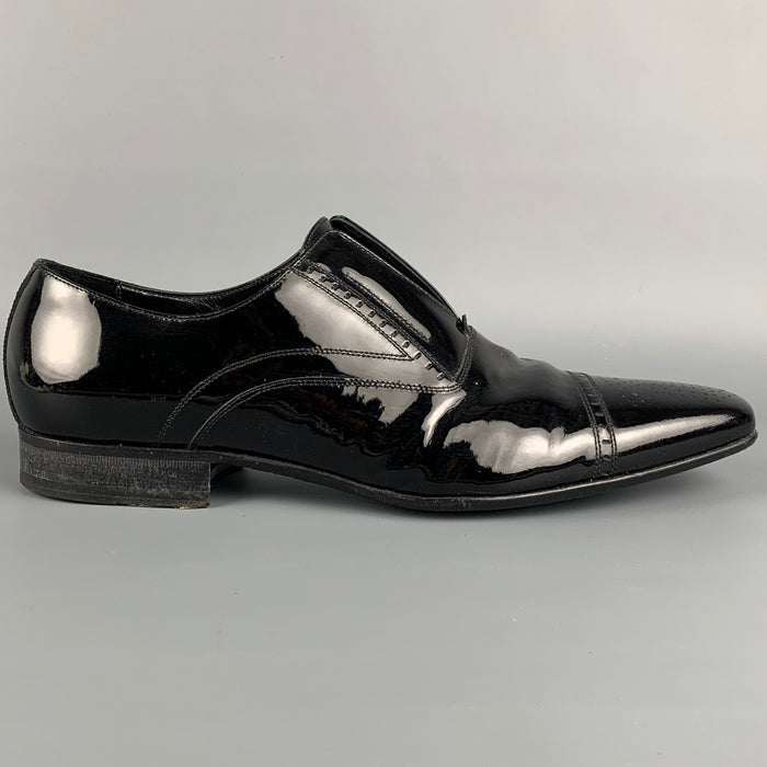 D&G by DOLCE & GABBANA Talla 9.5 Zapatos sin cordones de cuero perforado negro