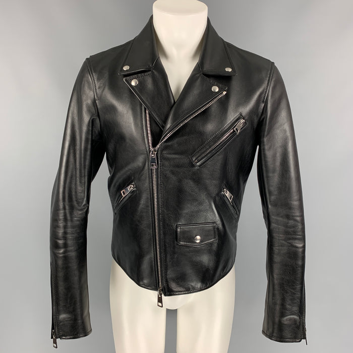 BOTTEGA VENETA by DANIEL LEE Pre-Fall 2019 Size 40 Black Calf Leather Biker Jacket