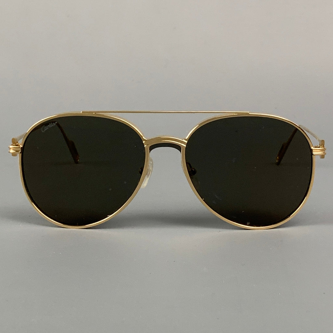 CARTIER Gold Metal Aviator Sunglasses